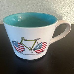 Cost Plus WORLD MARKET Bicycle USA American Flag Mug ~ Patriotic